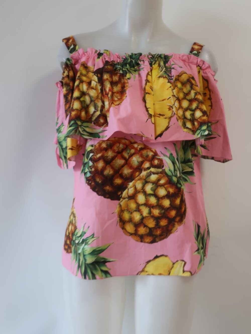 NWT Womens Dolce & Gabbana Pink Pineapple (Item-103) Off-Shoulder Top 44 US/8